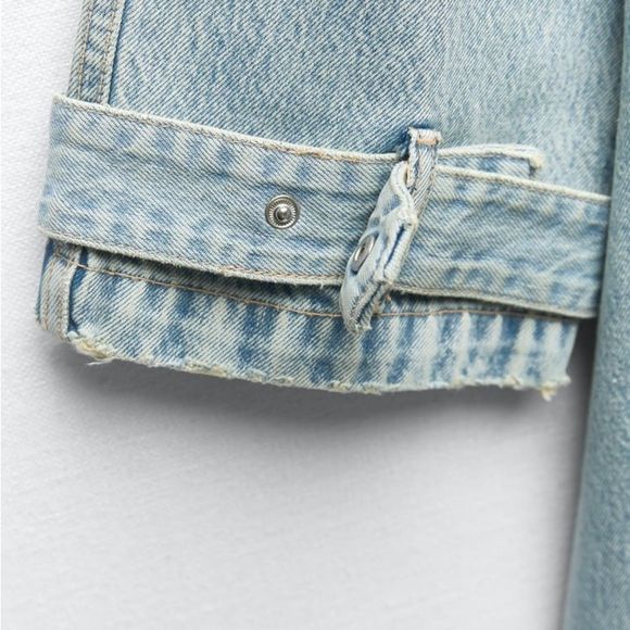 Zara Light Blue TRF Denim Trench Coat New - Picture 7 of 12